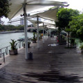 Before installation with existing tensile canopy structures