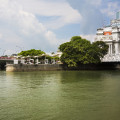 Kiosks with The Fullerton Hotel on the right